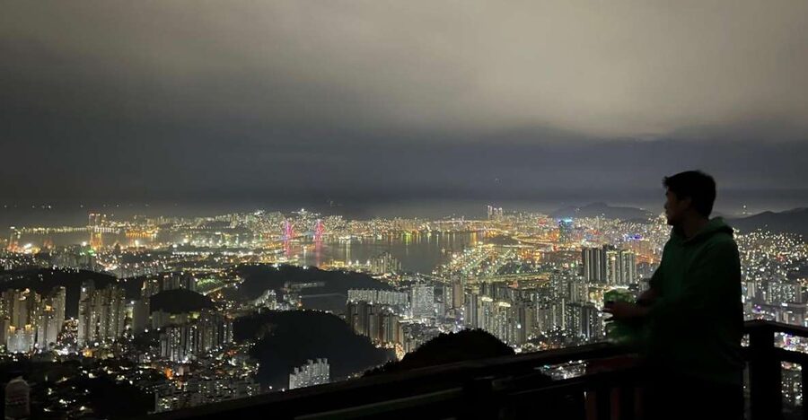 Busan: The Best Night View Small Group Tour - The view: city lights, sea, and Gwangan Bridge